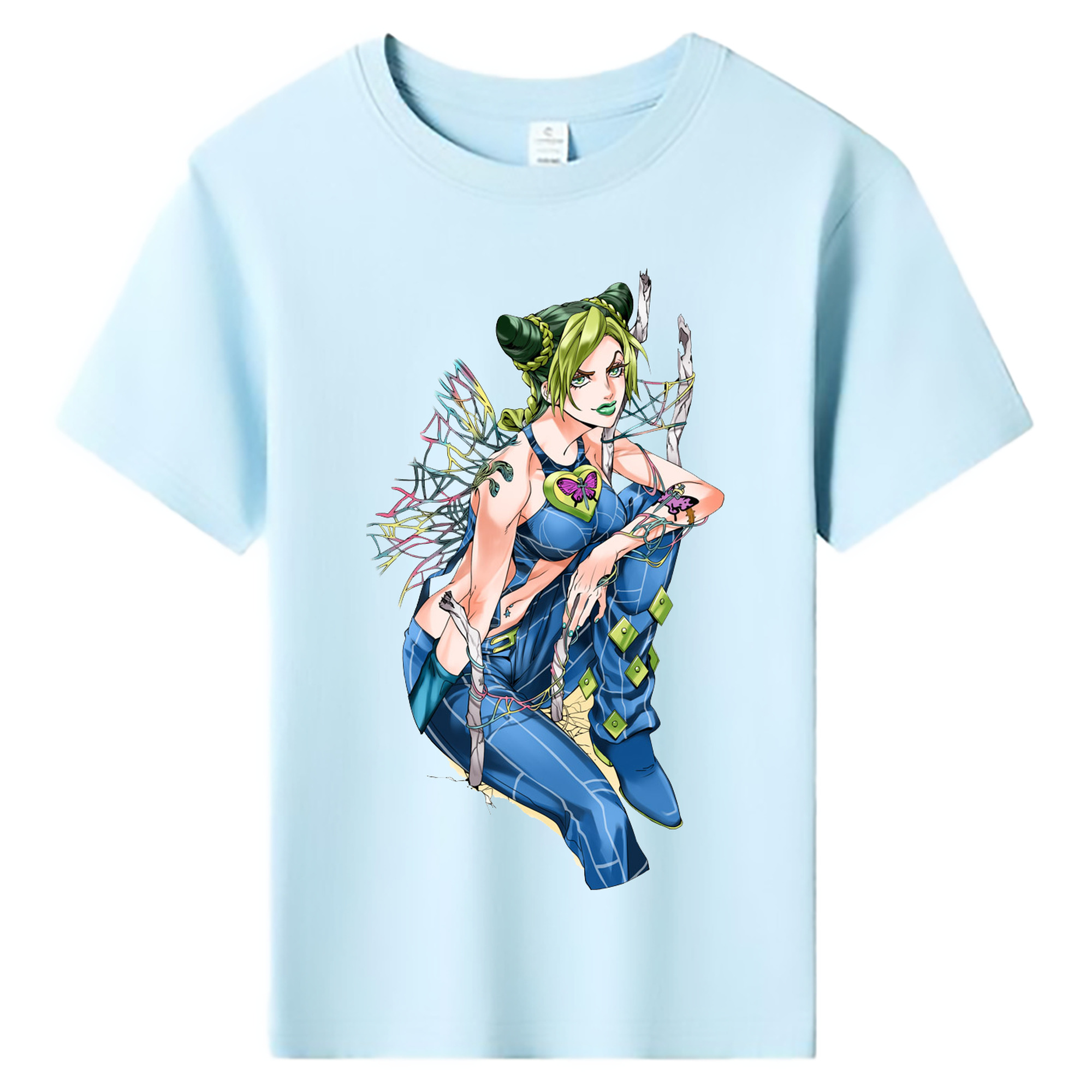 （画像用） "ジョジョの奇妙な冒険 くうじょう ジョリーン JoJo's Bizarre Adventure Jolyne Cujoh " 綿100％キッズTシャツ（フロントプリント）